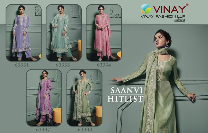 Vinay Fashion Kaseesh Saanvi Hitlist Dola Jacquard With Thered Embroidered Designer Salwar Suits