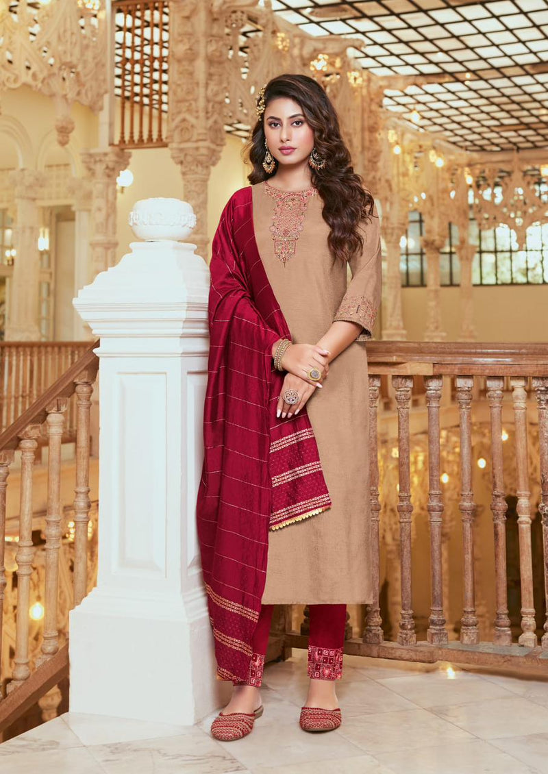 Kaasbee Saanvi Vol 1 Chinon With Fancy Embroidery Designer Kurti Combo Set