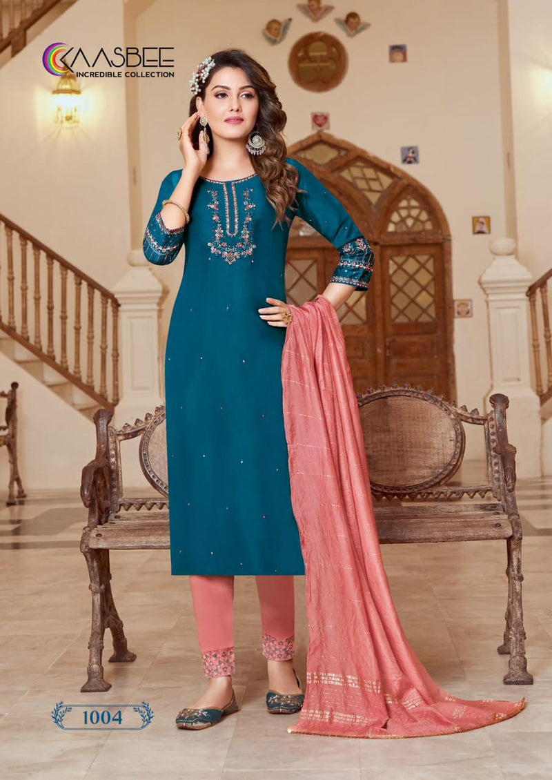 Kaasbee Saanvi Vol 1 Chinon With Fancy Embroidery Designer Kurti Combo Set