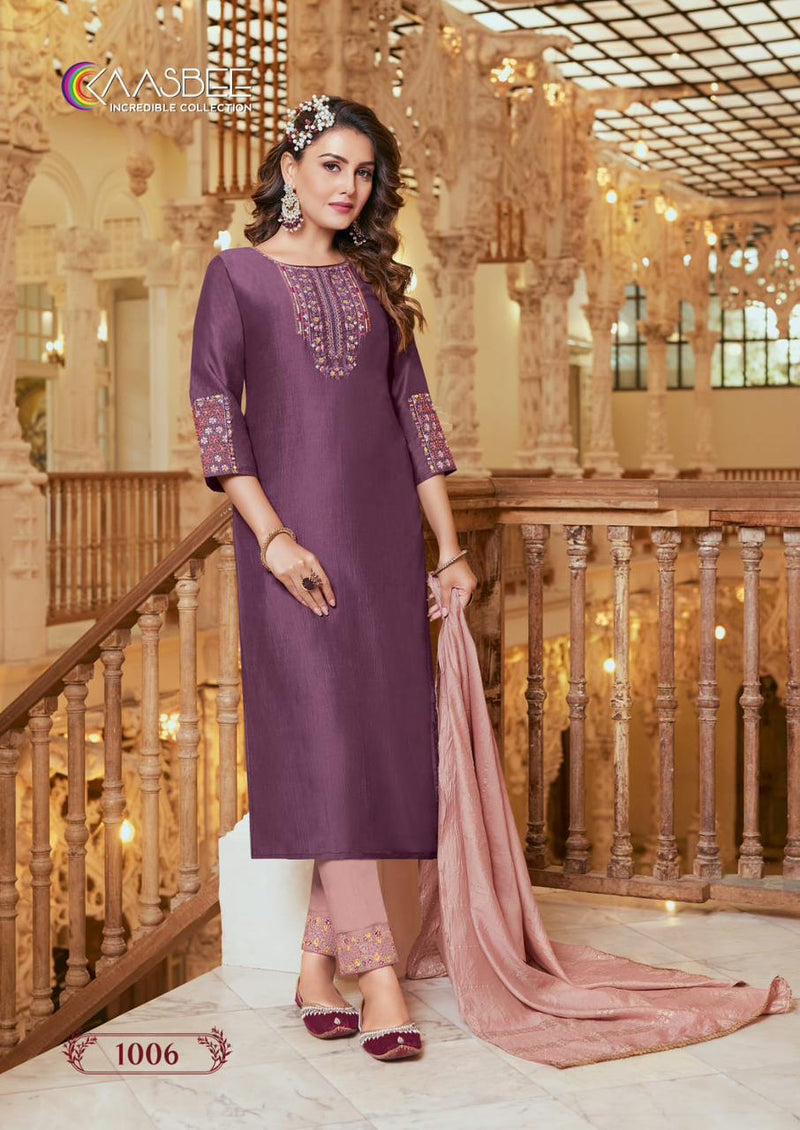 Kaasbee Saanvi Vol 1 Chinon With Fancy Embroidery Designer Kurti Combo Set