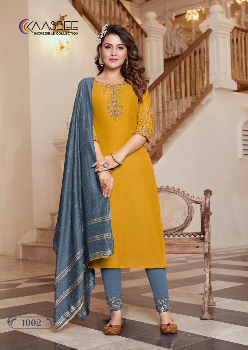 Kaasbee Saanvi Vol 1 Chinon With Fancy Embroidery Designer Kurti Combo Set