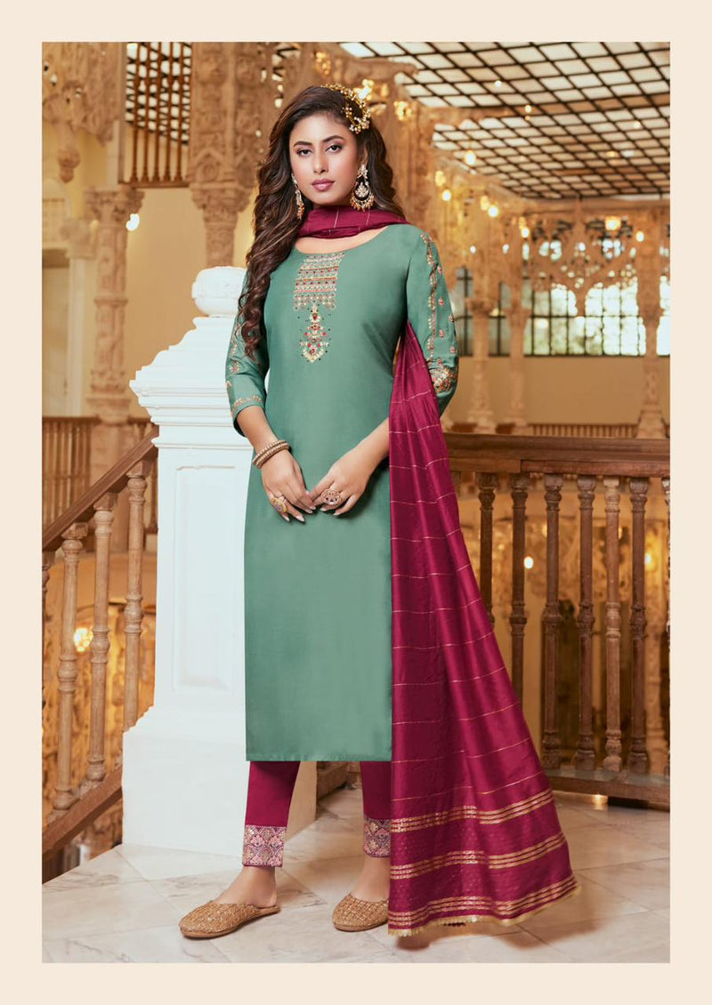 Kaasbee Saanvi Vol 1 Chinon With Fancy Embroidery Designer Kurti Combo Set