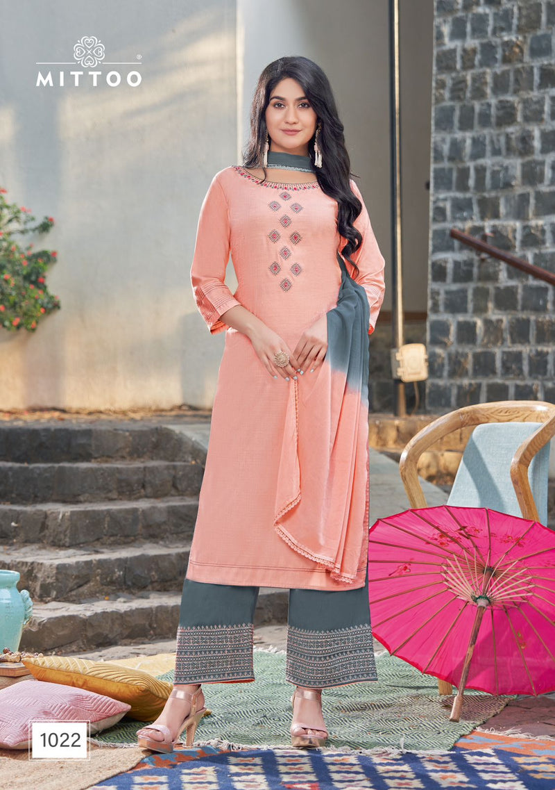 Mittoo Saara Vol 3 Rayon Embroidery Designer Kurti With Plazzo Collection
