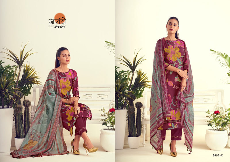 Jay Vijay Saavi 3092 Muslin Silk Digital Print With Fancy Lace Work Designer Suits