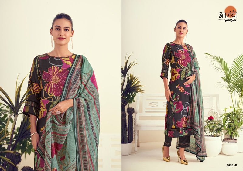 Jay Vijay Saavi 3092 Muslin Silk Digital Print With Fancy Lace Work Designer Suits