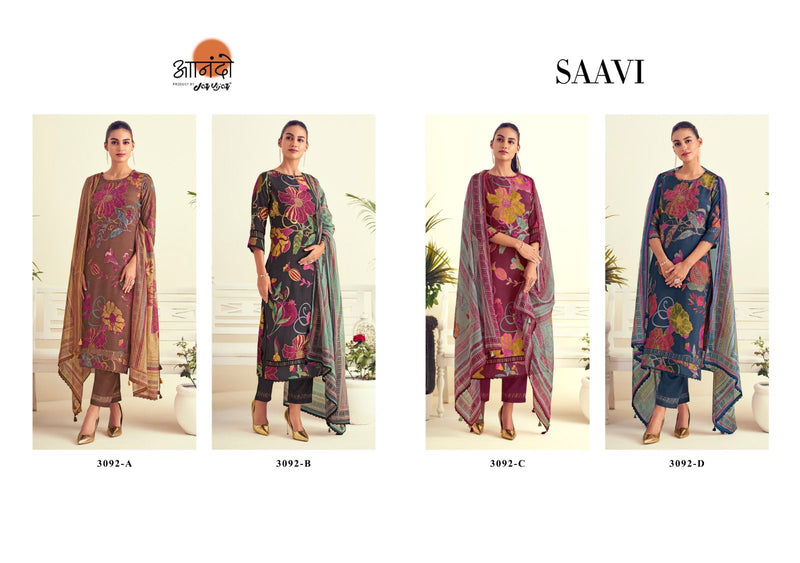 Jay Vijay Saavi 3092 Muslin Silk Digital Print With Fancy Lace Work Designer Suits