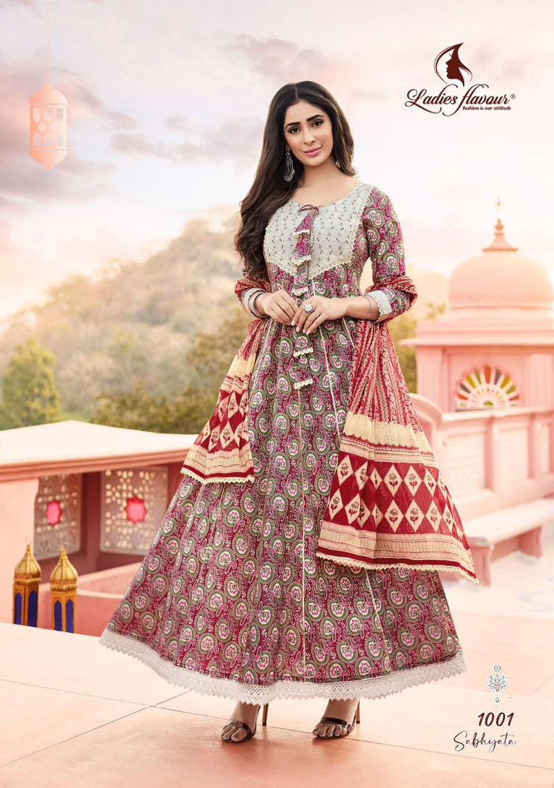 Ladies Flavour Sabhayata Vol 1 Cotton Printed Anarkali Gown Collection