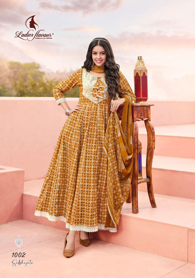 Ladies Flavour Sabhayata Vol 1 Cotton Printed Anarkali Gown Collection