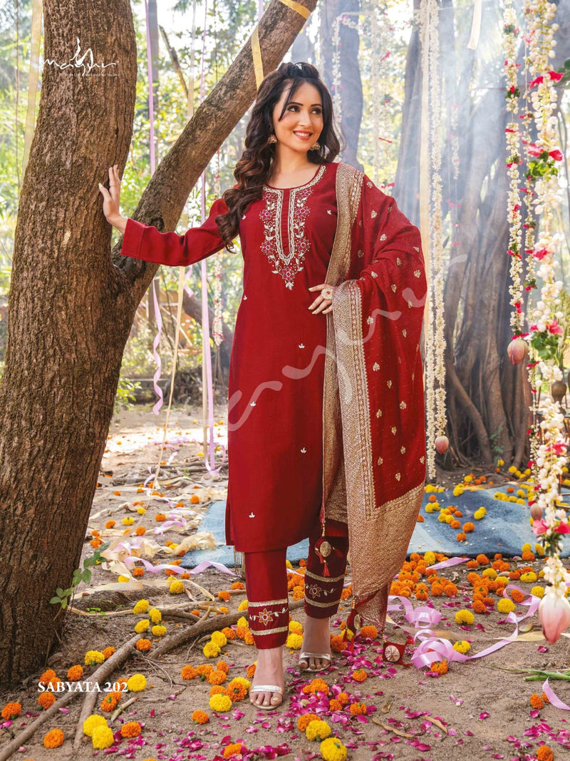 Mayur Sabyata Vol 2 Viscose Silk With Heavy Embroidery Designer Ready Made Suits