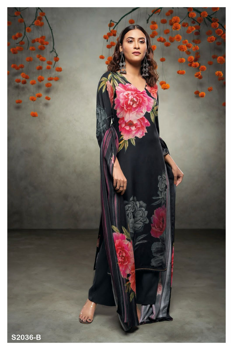 Ganga Sadhya 2036 Pashmina Digital Printed Embroidery Winter Wear Suit Collection