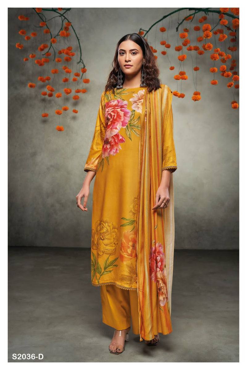 Ganga Sadhya 2036 Pashmina Digital Printed Embroidery Winter Wear Suit Collection