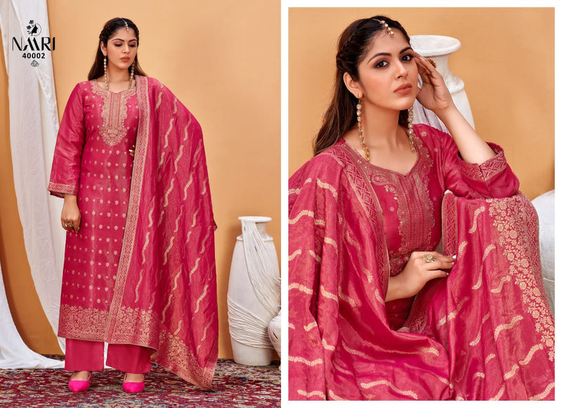 Naari Safari Gold Jacquard With Handwork Designer Salwar Suit Collection