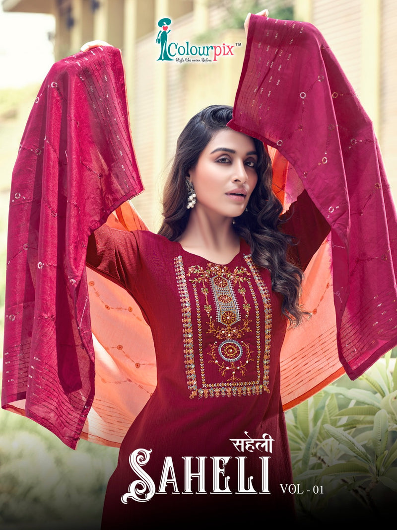 Colourpix Saheli Fancy Heavy Viscose Embroidery Work Kurti