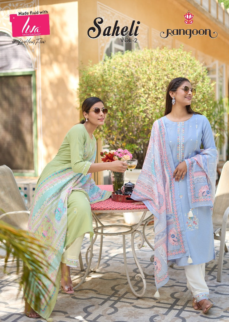 Rangoon Saheli Viscose Fancy Embroidery Designer Kurti Combo Set