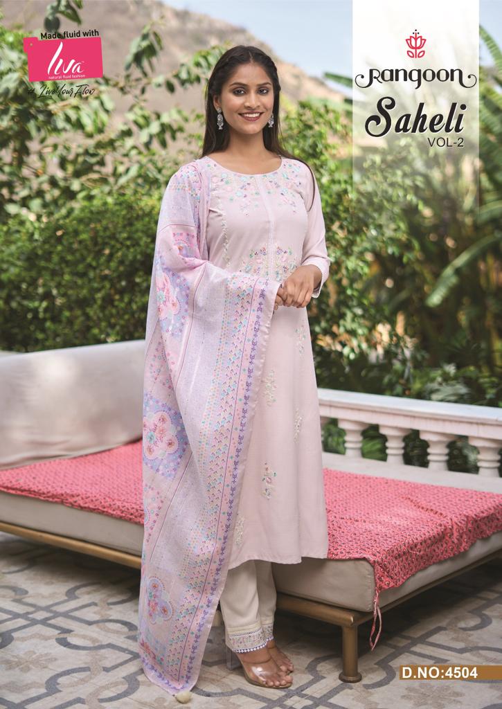 Rangoon Saheli Viscose Fancy Embroidery Designer Kurti Combo Set