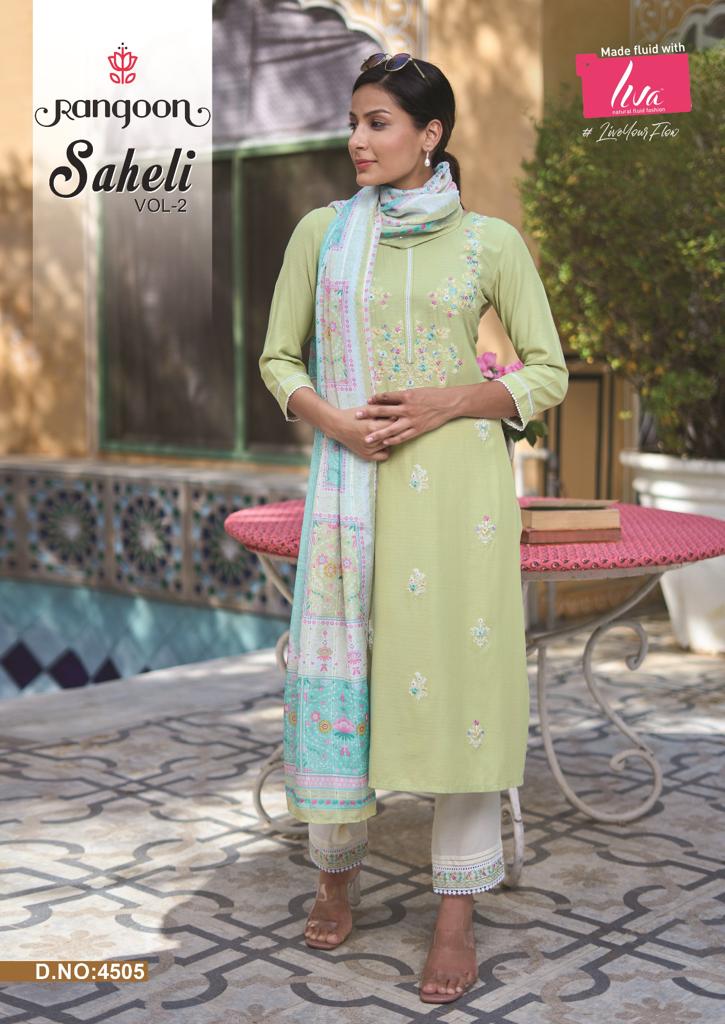 Rangoon Saheli Viscose Fancy Embroidery Designer Kurti Combo Set