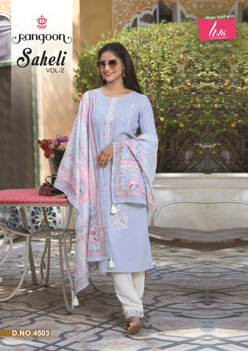 Rangoon Saheli Viscose Fancy Embroidery Designer Kurti Combo Set