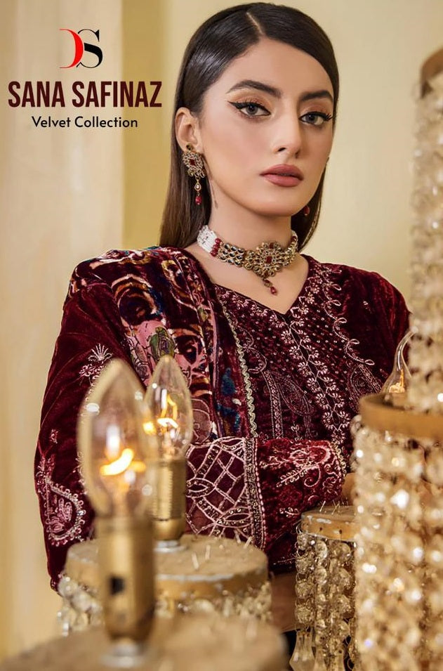 Deepsy Suits Sana Safinaz Velvet With Heavy Embroidery Designer Pakistani Suits