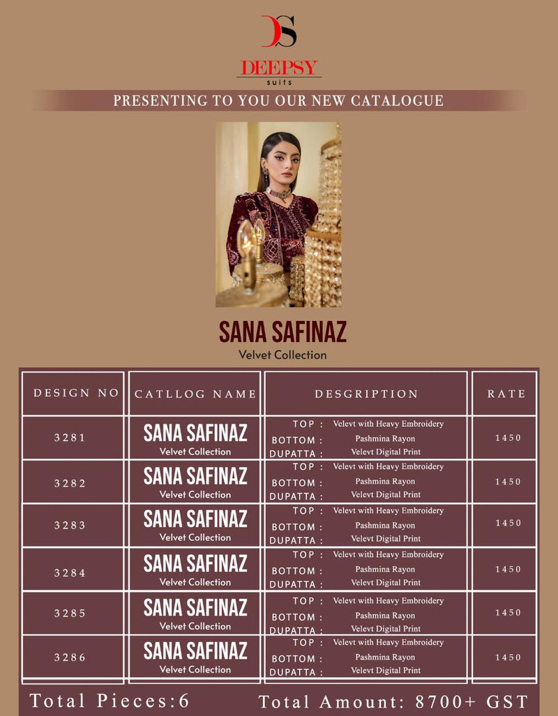 Deepsy Suits Sana Safinaz Velvet With Heavy Embroidery Designer Pakistani Suits