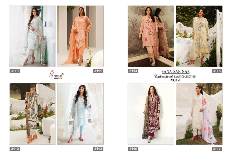 Shree Fabs Sana Safinaz Embroidered Lawn Collection Vol 2 Lawn Cotton Embrodery Designer Suits