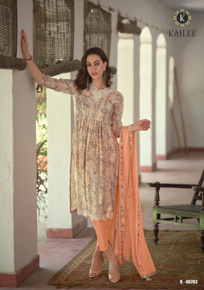 Kalki Fashion Sanduk Viscose Fancy Prints With Hand Work Designer Kurti Combo Set