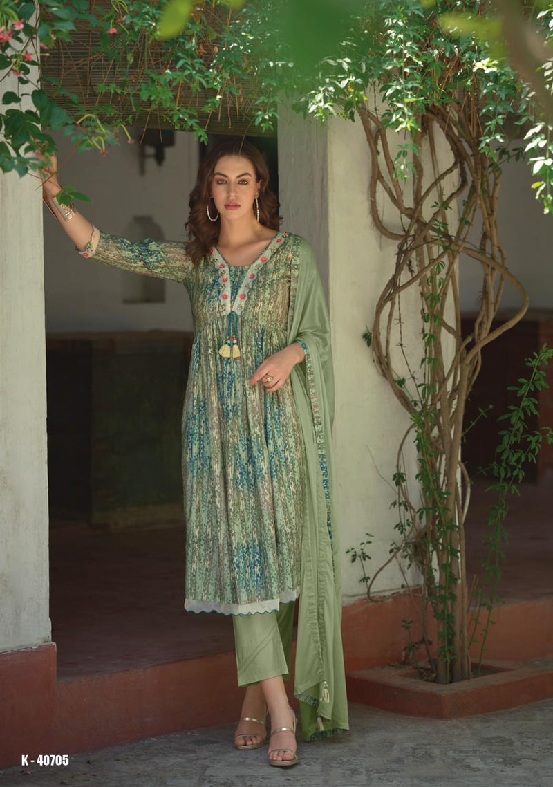 Kalki Fashion Sanduk Viscose Fancy Prints With Hand Work Designer Kurti Combo Set