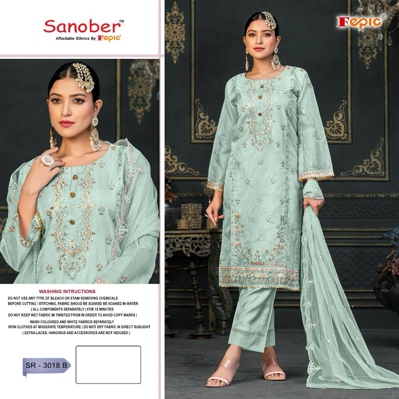 Fepic Sanober Sr 3018 Organza Embroidered Ready Made Suit Collections