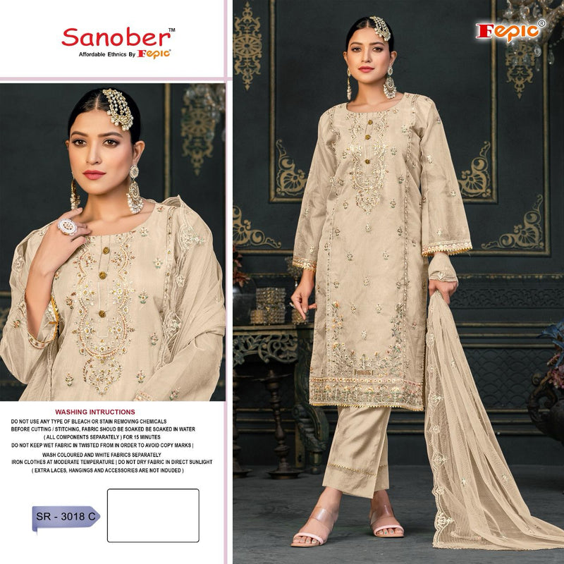 Fepic Sanober Sr 3018 Organza Embroidered Ready Made Suit Collections