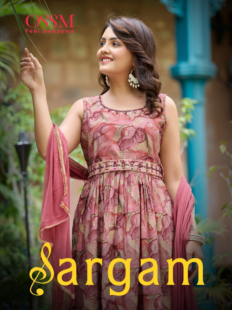 Ossm Sargan Modal Silk Foil Print Fancy Designer Kurti Combo