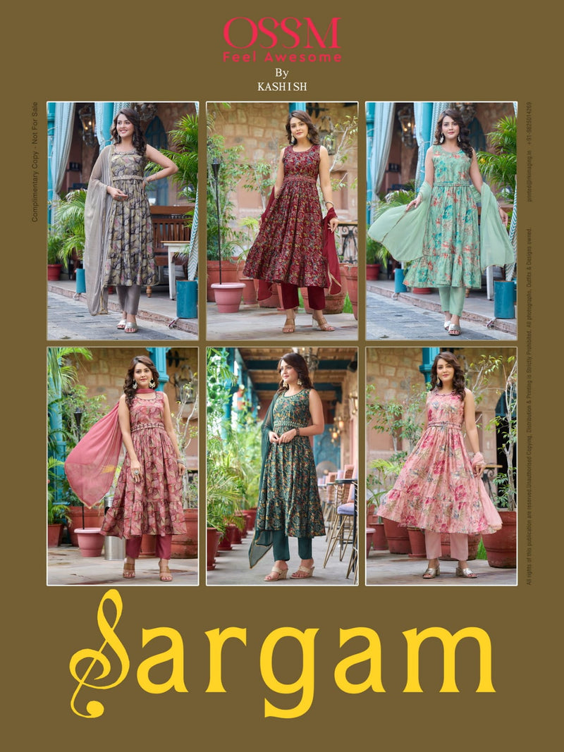 Ossm Sargan Modal Silk Foil Print Fancy Designer Kurti Combo