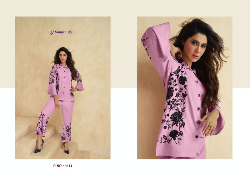 Vamika Nx Sarra Rayon Thered Work Designer Fancy Cord Set Top With Pant Collection