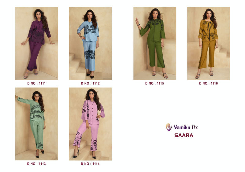 Vamika Nx Sarra Rayon Thered Work Designer Fancy Cord Set Top With Pant Collection
