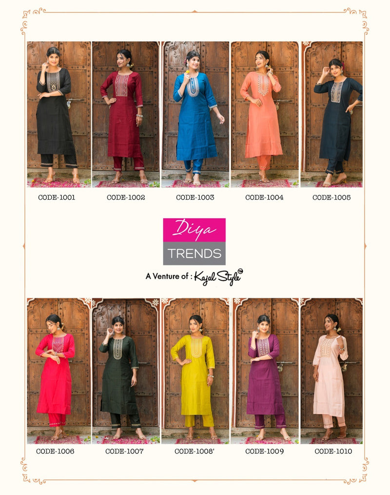 Diya Trends Satrangi Muslin Printed Straight Kurti With Bottom Collection