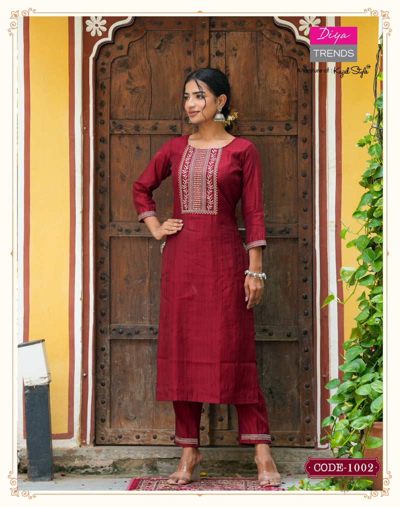 Diya Trends Satrangi Muslin Printed Straight Kurti With Bottom Collection