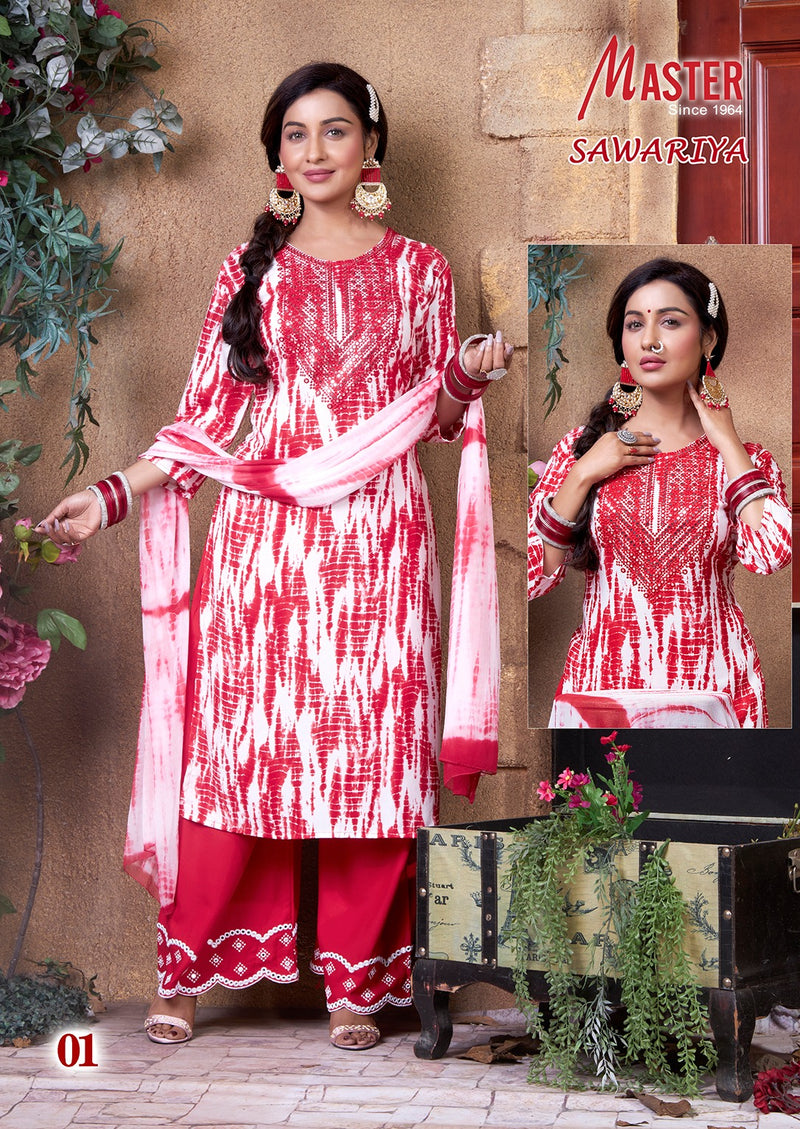 Master Sawariya Rayon Shiburi Prints Kurti With Plazzo & Dupatta Set