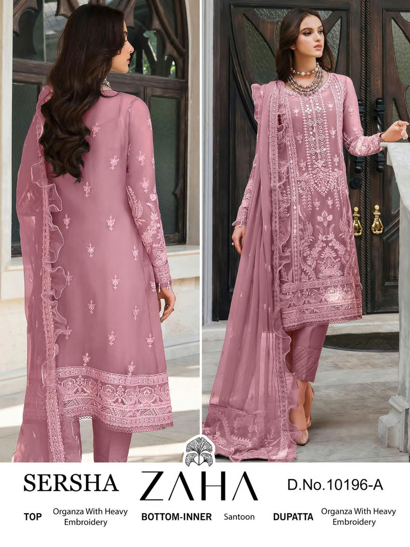 Zaha Sersha Vol 1 Orangza With Embroidery Designer Pakistani Suits