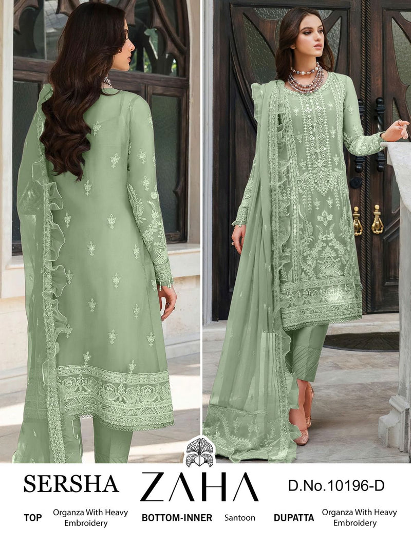 Zaha Sersha Vol 1 Orangza With Embroidery Designer Pakistani Suits