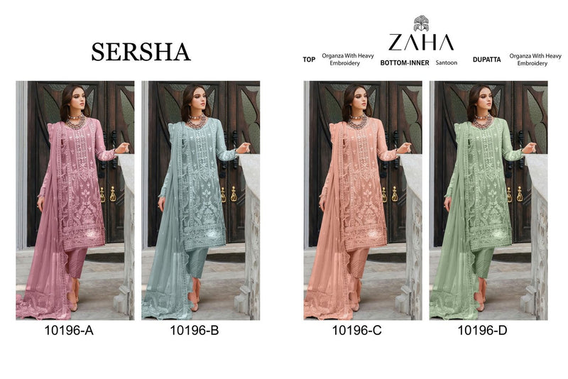 Zaha Sersha Vol 1 Orangza With Embroidery Designer Pakistani Suits