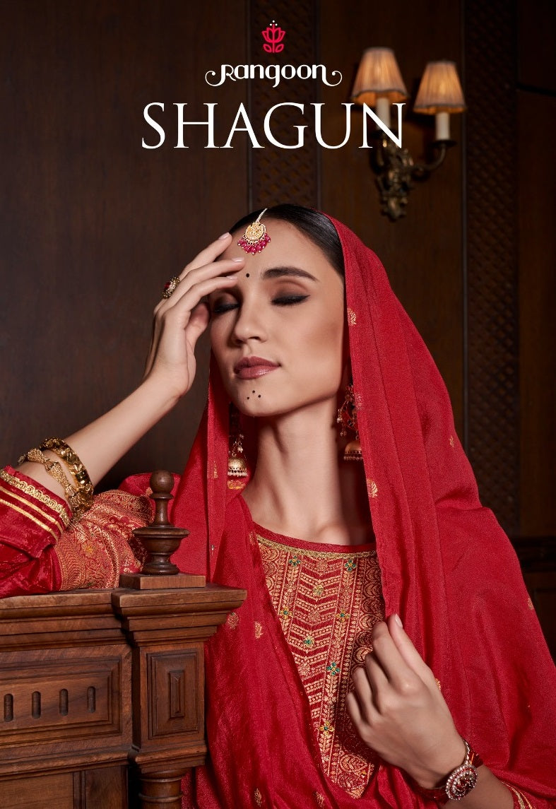 Rangoon Shagun Jacquard With Khatli Work Readymade Suit Collection