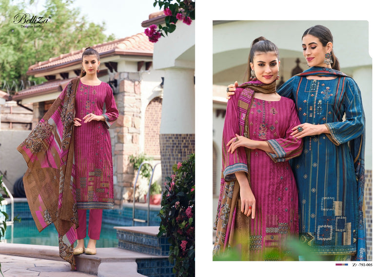 Belliza Designer Studio Shaheena Cotton Fancy Digital Print With Embroidery Work Suits