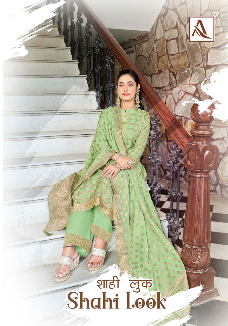 Alok Suits Shahi Look Jacquard With Embroidery Work Salwar Suits