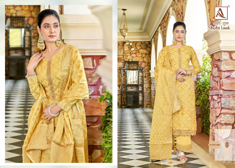 Alok Suits Shahi Look Jacquard With Embroidery Work Salwar Suits