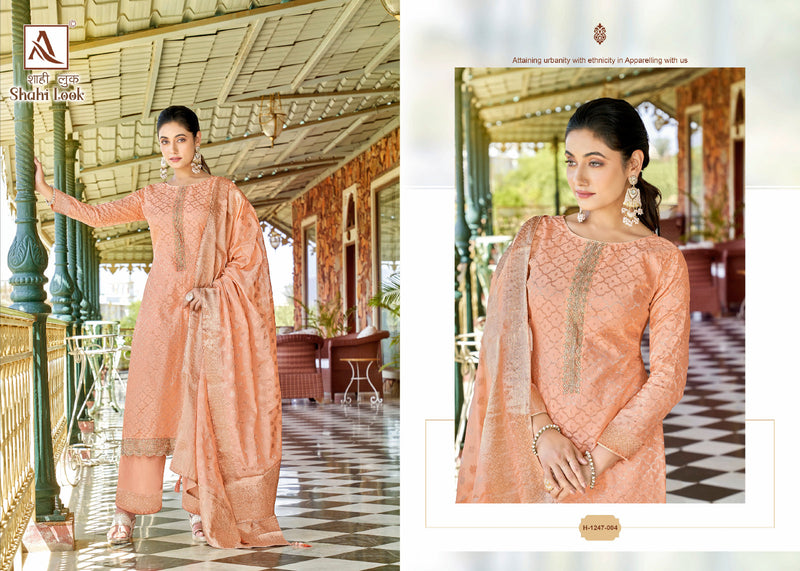 Alok Suits Shahi Look Jacquard With Embroidery Work Salwar Suits