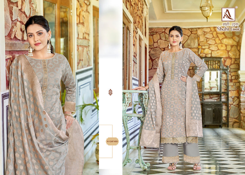 Alok Suits Shahi Look Jacquard With Embroidery Work Salwar Suits