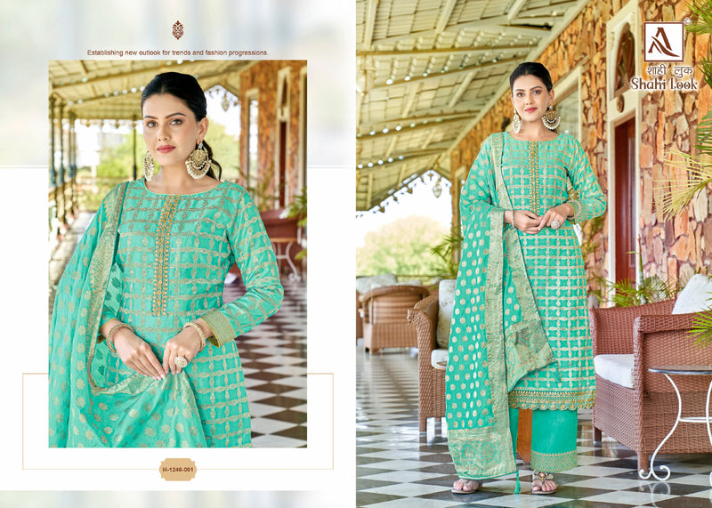 Alok Suits Shahi Look Jacquard With Embroidery Work Salwar Suits