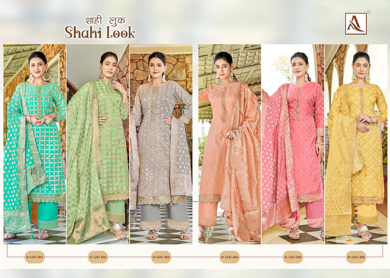 Alok Suits Shahi Look Jacquard With Embroidery Work Salwar Suits