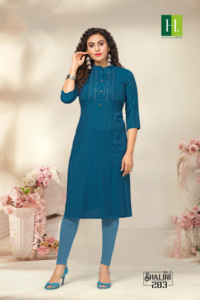 Hirwa Shalini Vol 2 Rayon Fancy Straight Formal Wear Kurtis
