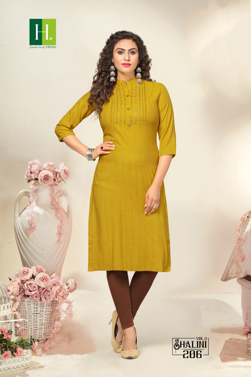 Hirwa Shalini Vol 2 Rayon Fancy Straight Formal Wear Kurtis
