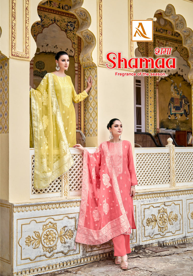Alok Suits Shamaa Jacquard Designer Handwork Salwar Suit Collection