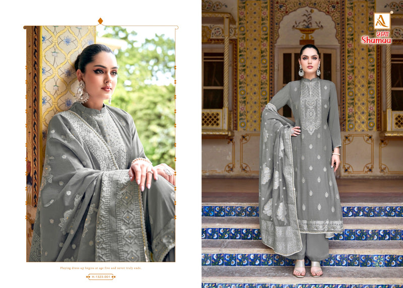 Alok Suits Shamaa Jacquard Designer Handwork Salwar Suit Collection